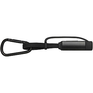 Nabíjecí kabel Algieba 65 W 3 v 1 z recyklovaného hliníku s karabinou, černá