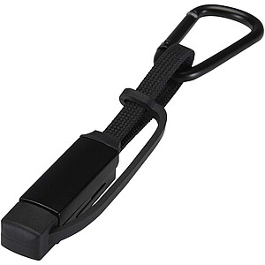 Nabíjecí kabel Algieba 65 W 3 v 1 z recyklovaného hliníku s karabinou, černá