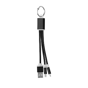 Nabíjecí kabel jako klíčenka, černý - ekologické reklamní předměty