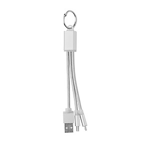 Nabíjecí kabel jako klíčenka, stříbrný - reklamní předměty