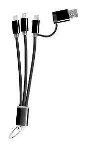 Nabíjecí kabel s kroužkem na klíče, černý