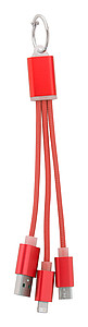 Nabíjecí kabel s kroužkem na klíče, červený - reklamní předměty