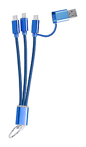 Nabíjecí kabel s kroužkem na klíče, modrý - reklamní předměty
