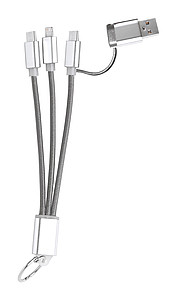 Nabíjecí kabel s kroužkem na klíče, šedý