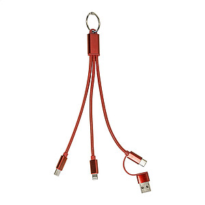 Nabíjecí kabel s přívěškem na klíče, červená - ekologické reklamní předměty