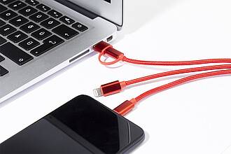 Nabíjecí kabel s přívěškem na klíče, červená