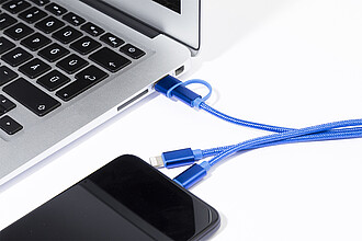 Nabíjecí kabel s přívěškem na klíče, modrá