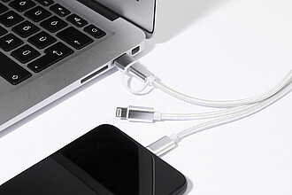Nabíjecí kabel s přívěškem na klíče, stříbrná