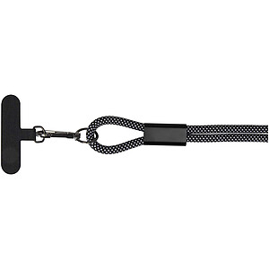 Nabíjecí kabel SMART 65 W z materiálu RPET s poutkem, černá