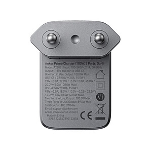 Nabíječka Anker Prime (100 W, 3 porty, GaN), šedá