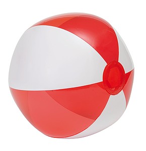 Nafukovací plážový míč, 6 panelů, bílo červený