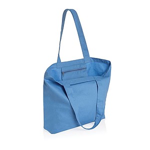 Nákupní taška s kapsou, recyklovaný materiál, světle modrá