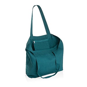 Nákupní taška s kapsou, recyklovaný materiál, tmavě tyrkysová