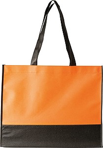 Nákupní taška z netk.textilie s černým dnem a uchy, oranžová