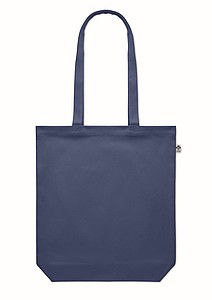 Nákupní taška z organické bavlny s širším dnem, modrá