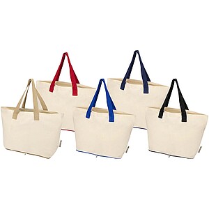 Nákupní taška z recyklované bavlny, béžová/královská modrá