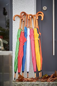 NARSIOL Automatický deštník s dřevěnou holí, bílá