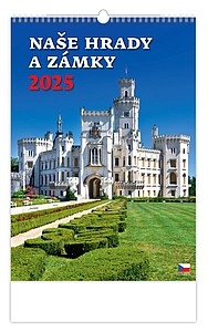 Naše hrady a zámky 2025, nástěnný kalendář, prodloužená záda - reklamní kalendáře