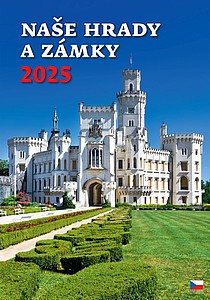 Naše hrady a zámky 2025, nástěnný kalendář, prodloužená záda