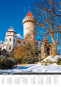 Naše hrady a zámky 2027, nástěnný kalendář, prodloužená záda