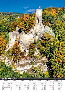 Naše hrady a zámky 2027, nástěnný kalendář, prodloužená záda