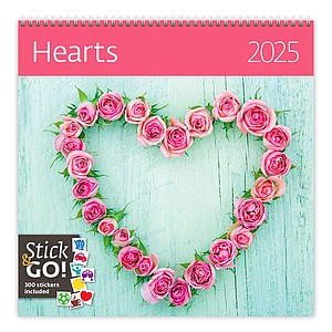 Nástěnný kalendář Hearts 2025 včetně laše - reklamní kalendáře