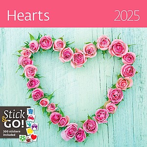 Nástěnný kalendář Hearts 2025 včetně laše