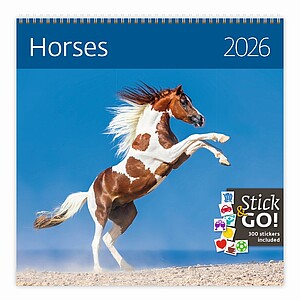 Nástěnný kalendář Horses 2026 včetně laše - reklamní kalendáře