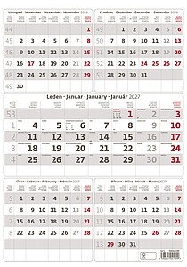 Nástěnný kalendář pětiměsíční šedý 2027
