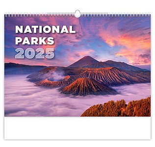 National Parks 2025, nástěnný kalendář, prodloužená záda - reklamní kalendáře