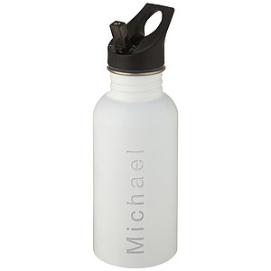 Nerezová láhev na pití s brčkem, 500ml, bílá