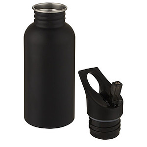 Nerezová láhev na pití s brčkem, 500ml, černá