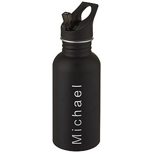Nerezová láhev na pití s brčkem, 500ml, černá
