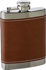 Nerezová placatka s rukávem 100 ml, hnědá