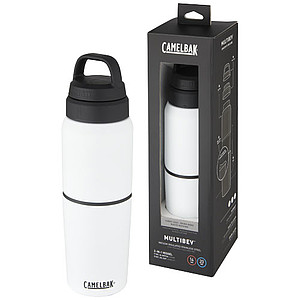 Nerezová termo láhev 500ml s kelímkem 350ml, bílá - reklamní předměty