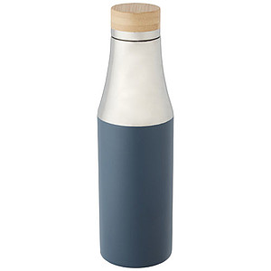 Nerezová termo láhev, 540 ml, s bambusovým víčkem, stříbrno modrá