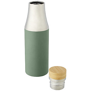 Nerezová termo láhev, 540 ml, s bambusovým víčkem, stříbrno zelená