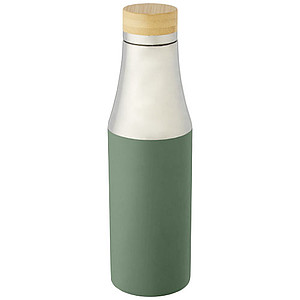 Nerezová termo láhev, 540 ml, s bambusovým víčkem, stříbrno zelená