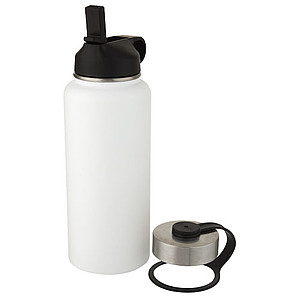 Nerezová termo láhev se 2 víčky, 1l, bílá