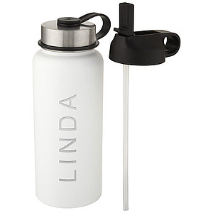 Nerezová termo láhev se 2 víčky, 1l, bílá