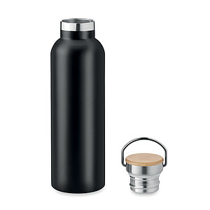 Nerezová termoska, 750ml s bambusovým víčkem, černá