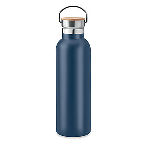 Nerezová termoska, 750ml s bambusovým víčkem, námořní modrá - reklamní předměty