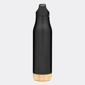 Nerezová termoska s bambusovým dnem, objem 500ml, černá