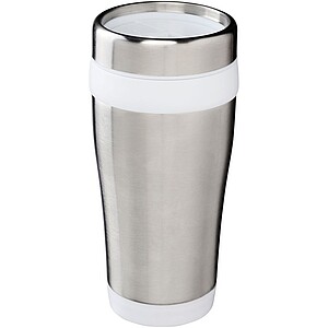 Nerezový termohrnek, 410ml, stříbrný s bílým pruhem