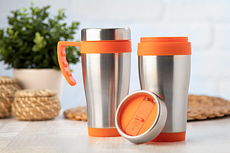 Nerezový termohrnek 450ml s oranžovými částmi