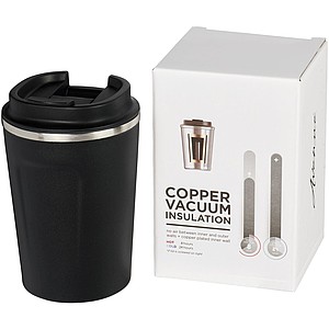 Nerezový vakuový termohrnek s pevným uzávěrem, objem 360 ml, černá - termohrnek s vlastním potiskem