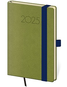 New Praga 2024 diář kapesní, zelený s tmavě modrou gumičkou