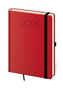 New Praga 2027 diář kapesní, červený s černou gumičkou