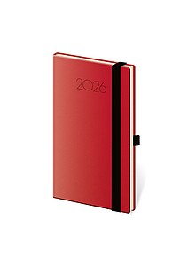 New Praga 2027 diář kapesní, červený s černou gumičkou