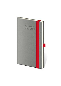 New Praga 2027 diář kapesní, tmavě šedá s červenou gumičkou